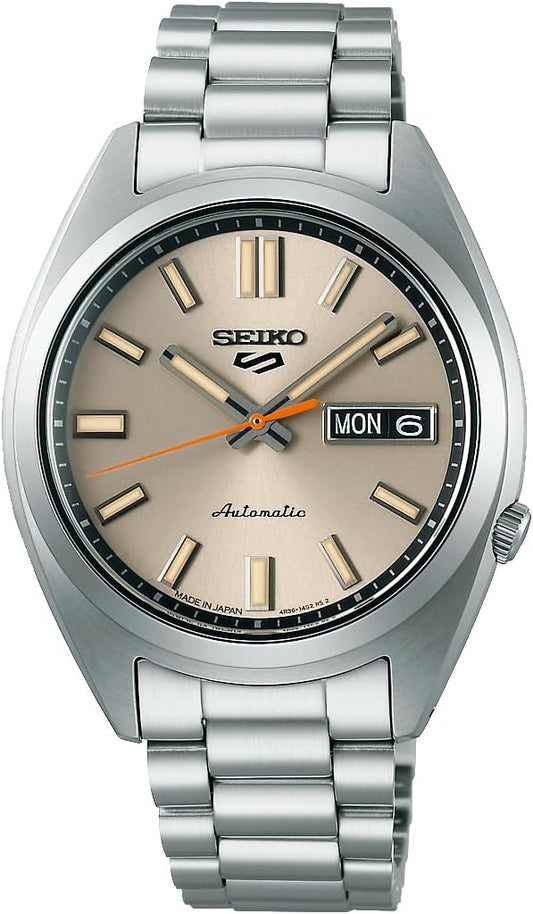 Seiko SRPK91 Men's 5 Sports SNXS Series Automatic Watch, Made in Japan, Silver, Dark Ivory Dial, Overseas Model, dark ivory, Sporty