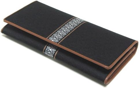Fukuoka Prefecture Traditional Crafts Hakata Weave Hakata-ori Single Doku Long Wallet, Black