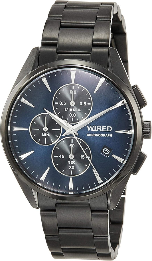 Seiko AGAT440 Wired Men's Watch, Black, Dial: Blue, Bracelet Type
