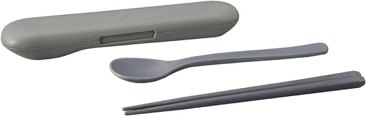 ZOJIRUSHI Cutlery Set 【Careful Handling】 All parts are dishwasher-safe Spoon, Chopsticks, Case 3-piece set for bento, lunch, soup jar Cloud Gray FC-AA01-HM