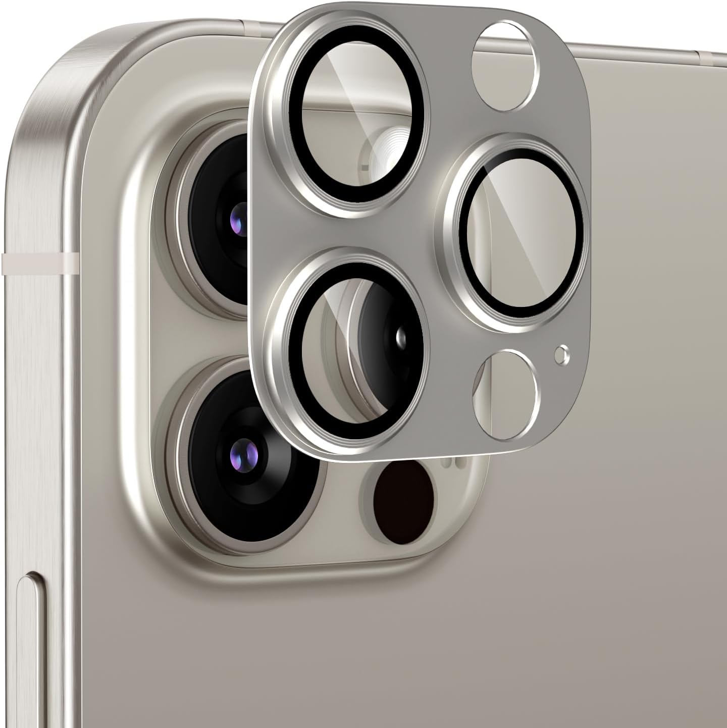 Podick Lens Cover for iPhone 15Pro/15 Pro Max Camera Film Aluminum Alloy 9H Tempered Glass Anti-Scratch Lens Protection Shockproof for iPhone 15 Pro / 15 Pro Max Camera Protector, High Transmittance,