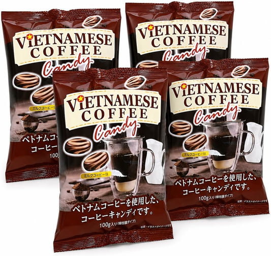 Set of 4 Vietnamese Coffee Candy, 3.5 oz (100 g), Vietnamese Coffee, Milk Coffee Flavor, Candy, Individual Packaging