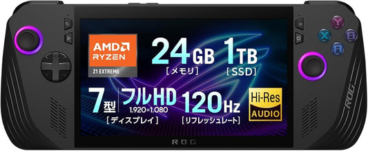 ASUS Gaming PC ROG Ally X RC72LA 7" Ryzen Z1 Extreme Memory 24GB SSD 1TB Refresh Rate 120Hz Windows11 Portable Weight 678g Black RC72LA-Z1E24G1T