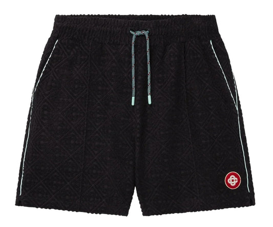 CASABLANCA 'BLACK' MONOGRAM JACQUARD TOWELLING SHORTS