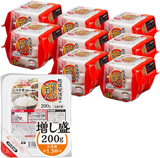Iris Ohyama Rice Pack, 7.1 oz (200 g) x 24 Pieces, 100% Domestic Rice, Delicious Rice Made with Low Temperature Rice