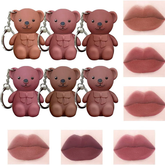 SNS Popular Bear Key Holder Lipstick Lip Glaze Lip Gloss 0.07 oz (1.9 g) 03# Hualin Sweet Zombo (Gentle)