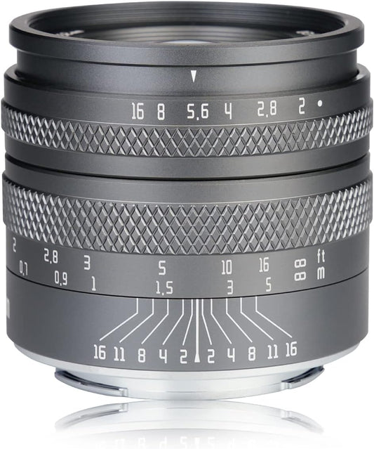 AstrHori 50mm F2.0 is a large aperture full frame manual monofocal lens with filter slot compatible with Canon EF-M mount mirrorless cameras M, M2, M3, M5, M6, M10, M100, M50, M50II (Gray)