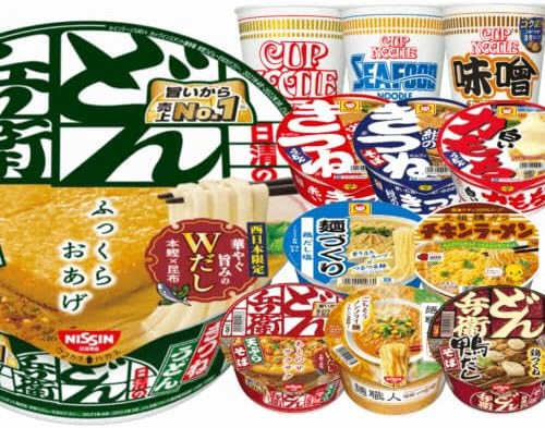 Classic Cup Noodles and Cup Ramen Assortment, Set of 12 Types, Instant Ramen Assortment, Ramen, Soba