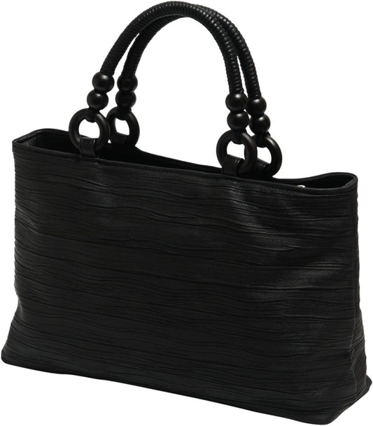 Hasegawa Pleated Processed Kimono Western Style Handbag (Red, Gray, Black) M/S Made in Japan