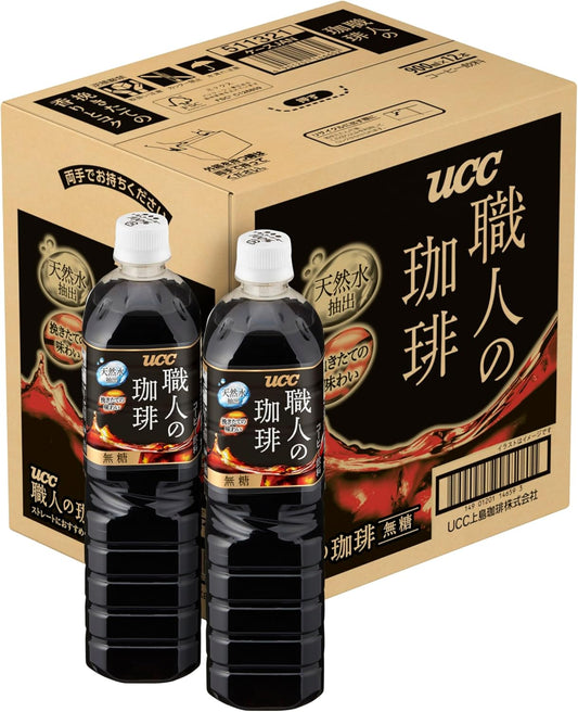 UCC Artisan Coffee Sugar-Free Plastic Bottle, 30.4 fl oz (900 ml) x 12 Bottles