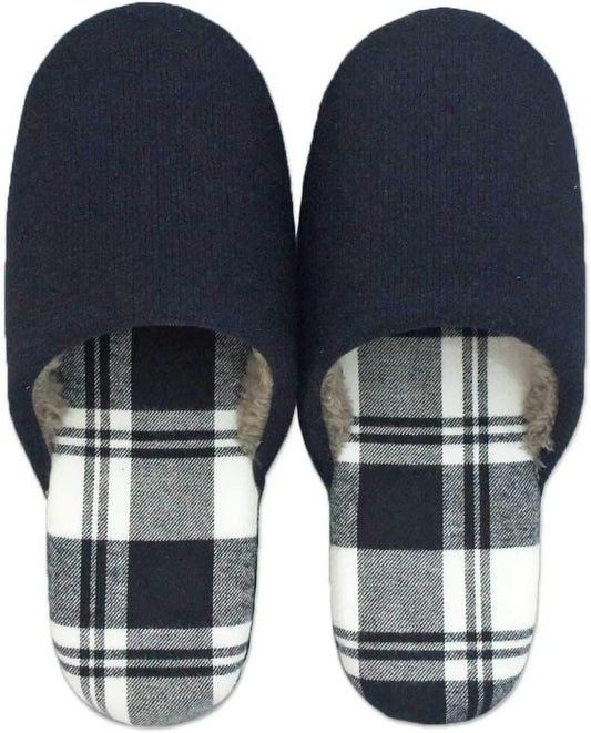 Hakihaki Koubou Slippers by Creo Slippers, Warm, Tweedy Corduroy, Boa Soft Back, F, Size Up to Approx. 9.6 inches (24.5 cm), Made in Japan, Silent, Autumn and Winter, Artisan, navy