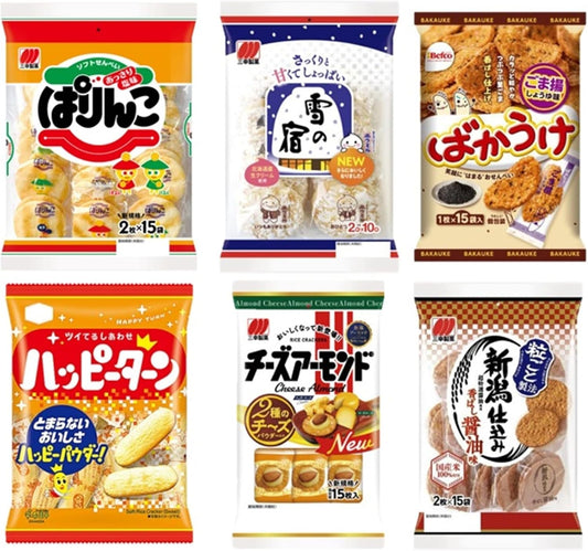 Assorted Sweets, Set of 6 (Parinko, Yuki-no-Yado, Bakauke, Happy Turn, Cheese Almond, Niigata Prefecture)