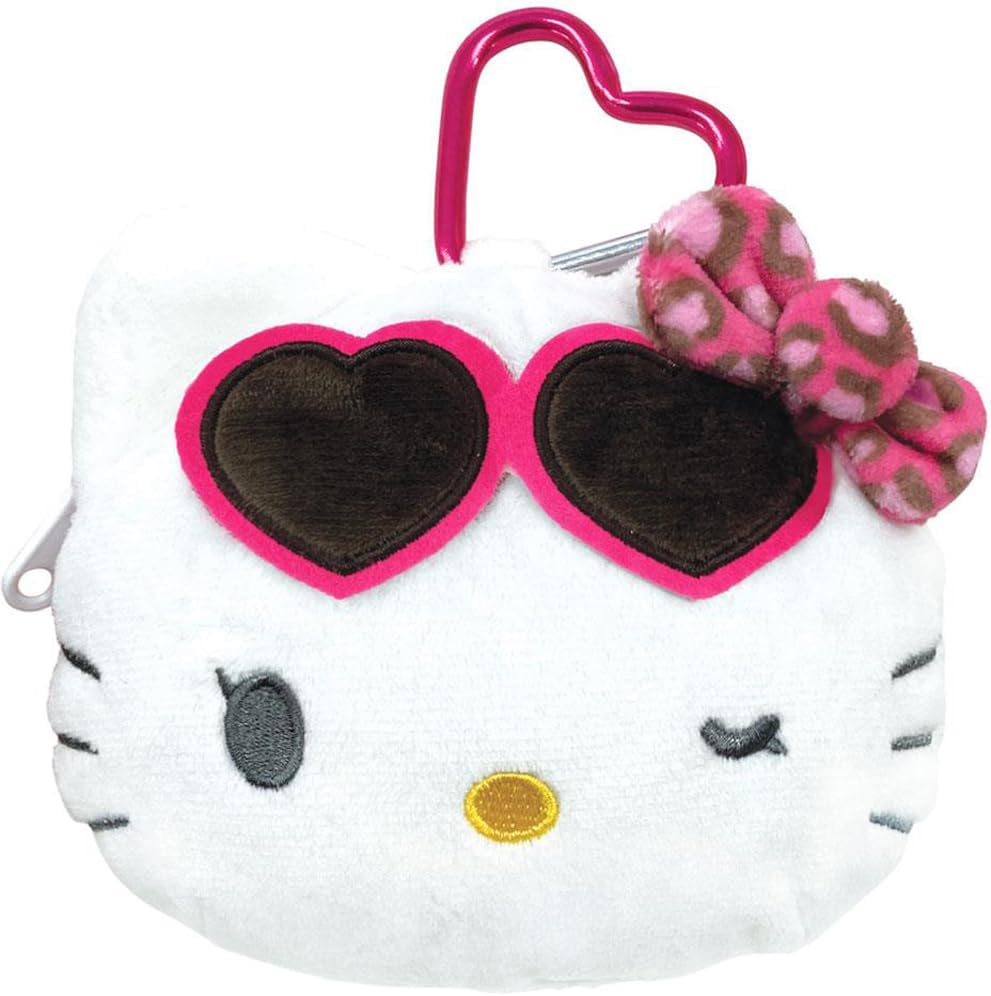 Tees Factory Sanrio Characters Plush Zipper Mascot with Carabiner Hello Kitty Leopard Print H100 x W115 x D50 mm SR-5546756HG