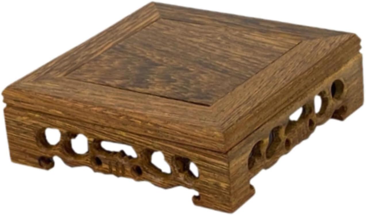 Benboo Traditional Arts Wooden Stand, Square Teapot, Vase, Bonsai Stand, Decorative Stand, Wooden Display Stand, 5.5 x 5.5 x 1.5 inches (14 x 14 x 3.8 cm)
