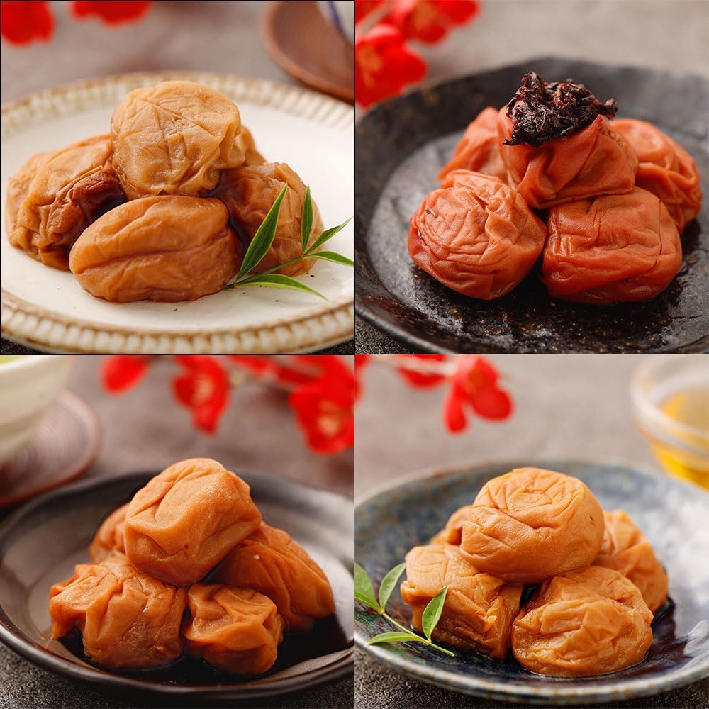 Shibata Store Nanko Plum Large Grain Trial Set 4 Varieties 400g (100g×4) Assorted Bruised Plum (White Dried Thin Salt Honey Perilla) Salt Content 6%~20% High-Quality Pickled Plum Present Gift Gift