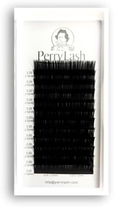 [FLAT LASH] PERRY LASH Flat Lash Thickness 0.2mm Curl J C CC L Length 6mm - 15 mm Eyelash Extensions (0.5 inch (12 mm, J Curl)