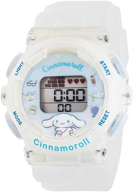 Sunflame CR3C0003-CNC Wristwatch, J-Axis Sanrio Cinnamorol, Digital Watch, Backlight, Alarm Function, For Girls, Clear