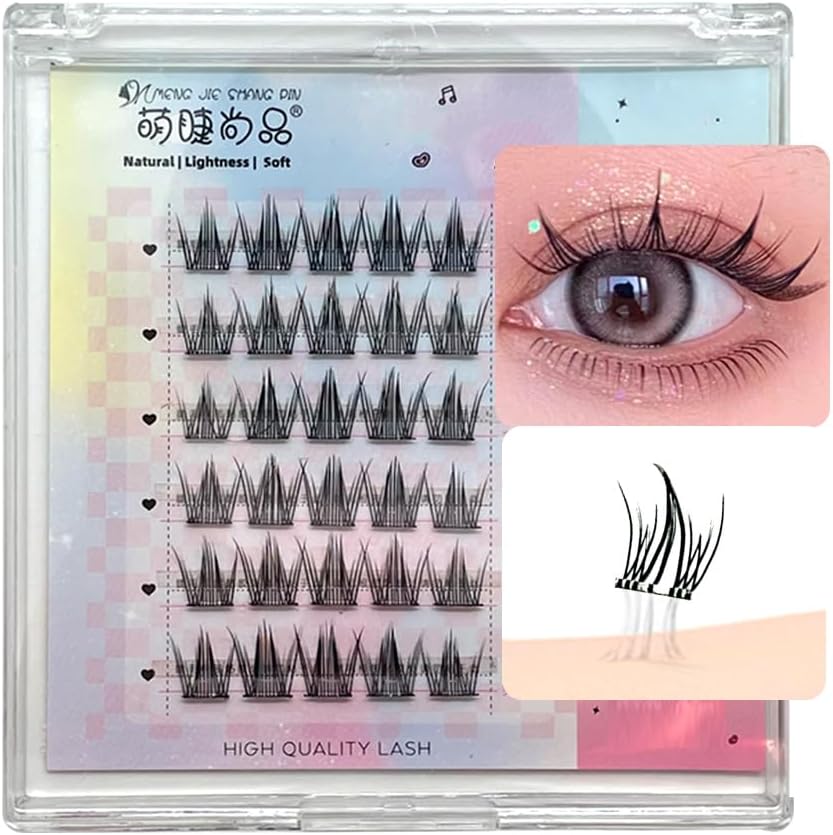 MENGJIESHANGPIN (NX-10) False Eyelashes, 6 Row Set, Natural Dense, No Glue Required, Easy to Put On and Take Off, Spot Repair, Eye Area, For Everyday Use, Dating, Party Compatible, For Beginners, Busy