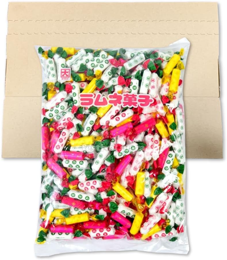 Kakudai Seika Ramune Sweets, 2.2 lbs (1 kg), PSJBOX Ramune Sweets, Commercial Use, Large Capacity, Individual Packaging, Assorted Dagashi