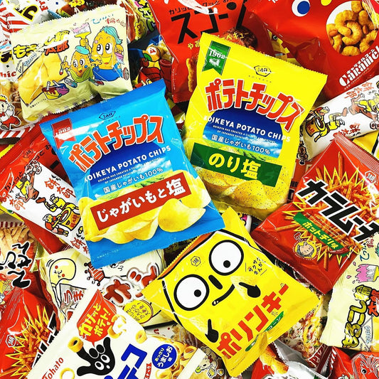 Includes potato chips and caramocho. Super Large Snacks, 60 Bags, Assorted Set