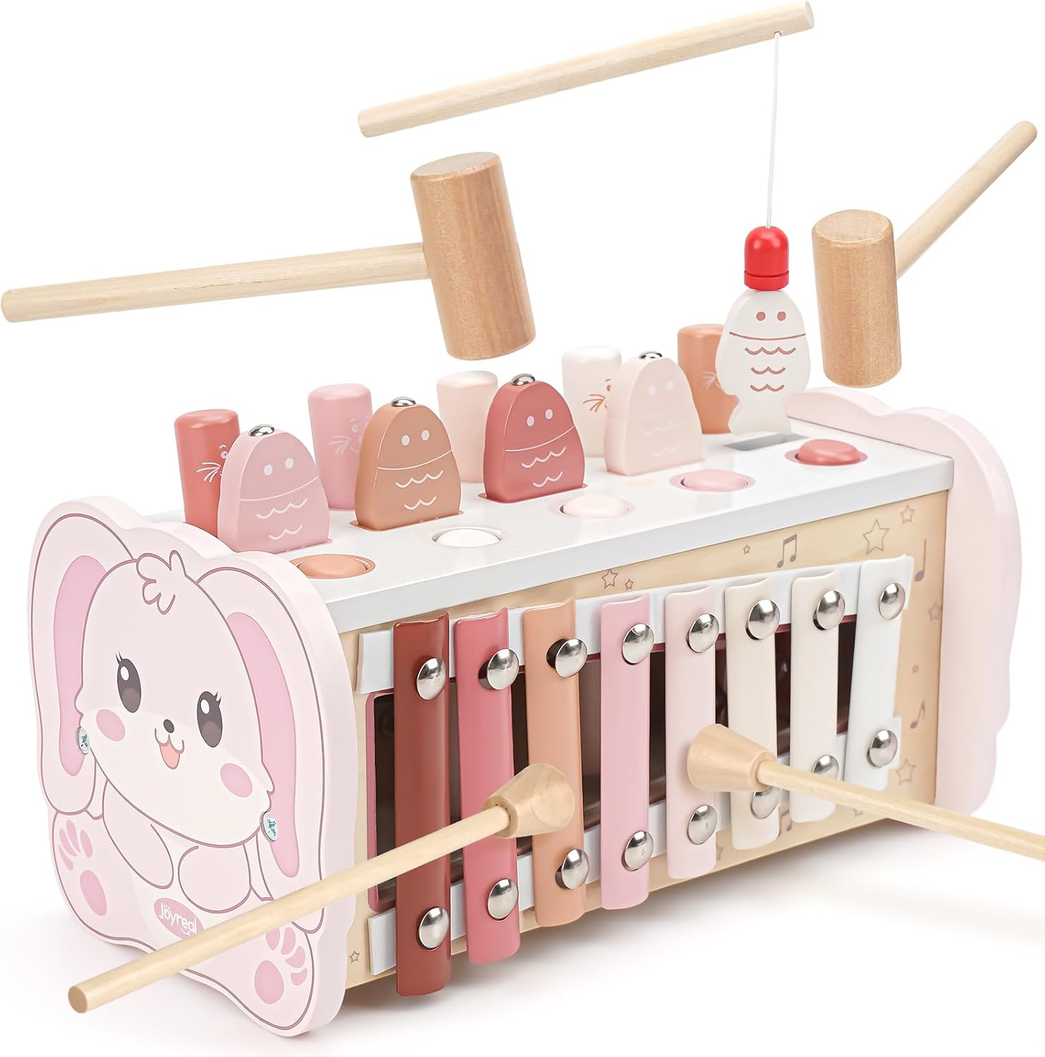 Joyreal Montessori Educational Toys - Wooden Toys, Hammer Toy, Musical Instrument, Xylophone, Toys, Children, Toys, Baby Showers, Girls, Boys, 2, 3, 4 Years, Birthday Gift, Fingertip Education, Early