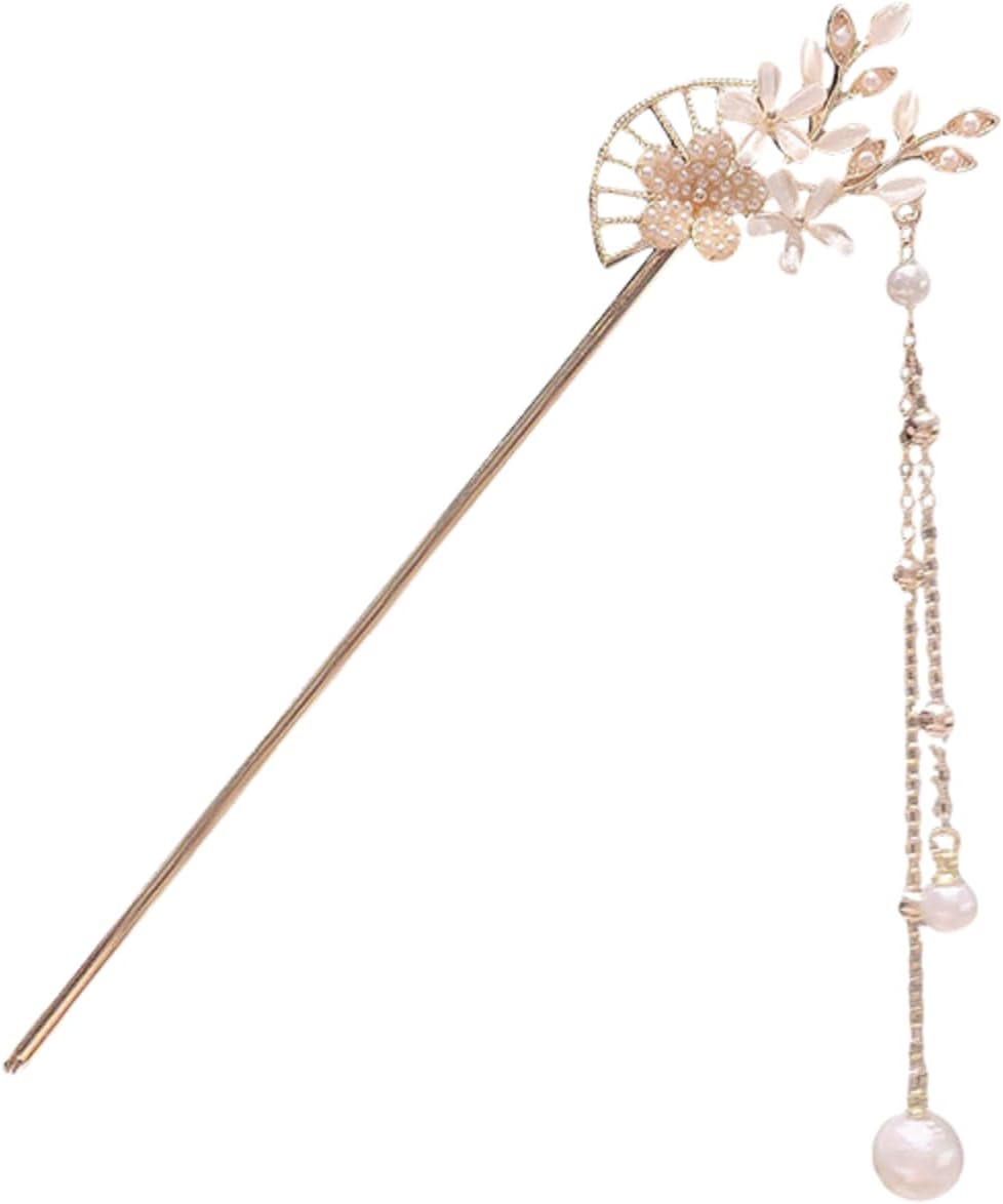 EZ PEACH Cherry Blossom Flower Pearl Hairpin Hair Clip Bangs Hair Closure Kimono Kimono Hair Accessory (Flower 02)