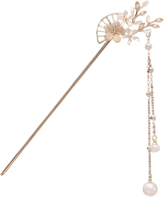 EZ PEACH Cherry Blossom Flower Pearl Hairpin Hair Clip Bangs Hair Closure Kimono Kimono Hair Accessory (Flower 02)