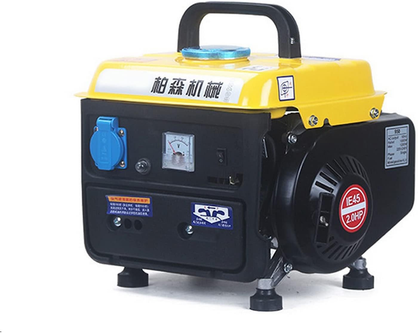 Portable Generator 750 Peak-Watt Gasoline Powered for Backup Home Use and Camping - Small Power Outdoor Generator