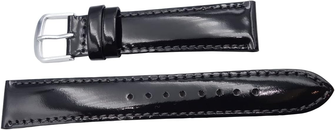Seiko R0241AL Watch Strap Band, 0.7 inches (19 mm), Cowhide Glass Finish, Black, Stitching, Gray, Luxury