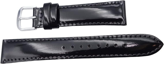 Seiko R0241AL Watch Strap Band, 0.7 inches (19 mm), Cowhide Glass Finish, Black, Stitching, Gray, Luxury