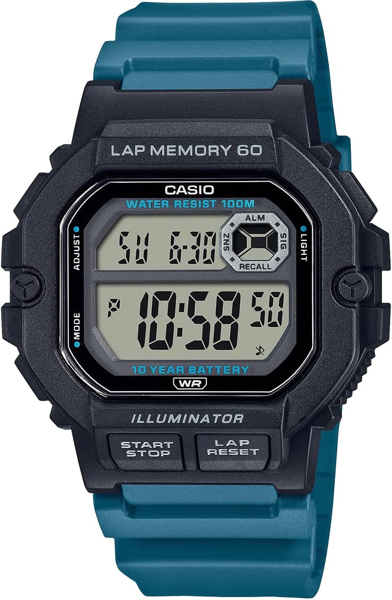 CASIO Casio sports gear WS-1400H Square Digital Watch Sport Running Jogging Wrap Memory 60 (Peacock Green)