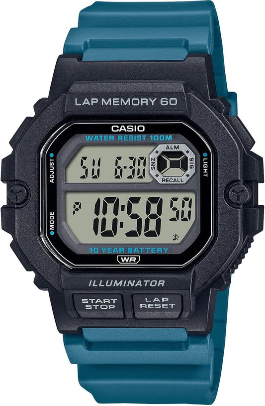 CASIO Casio sports gear WS-1400H Square Digital Watch Sport Running Jogging Wrap Memory 60 (Peacock Green)