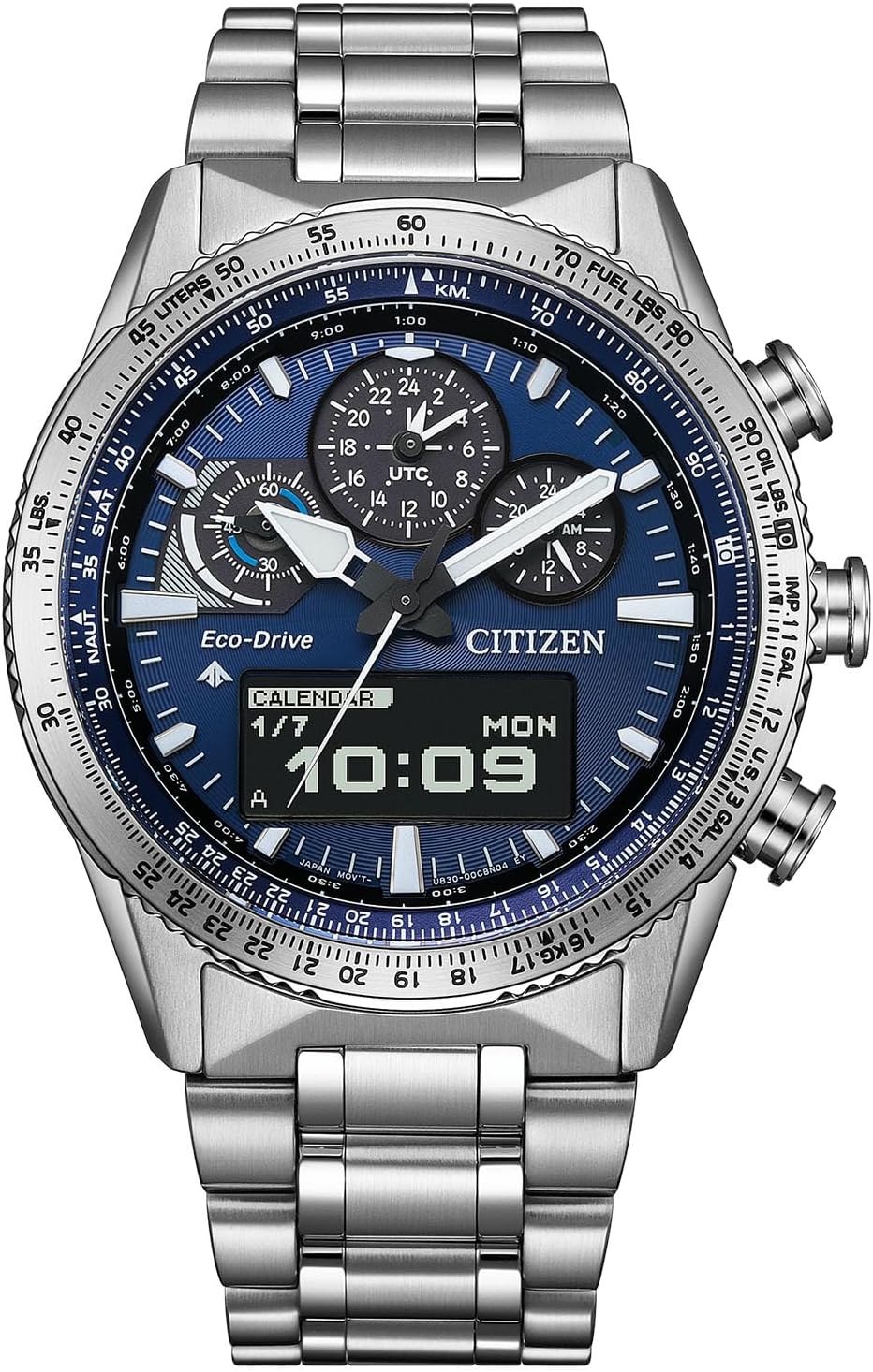 CITIZEN PROMASTER SKY Series Analog-Digital MIP, silver/blue, Bracelet Type