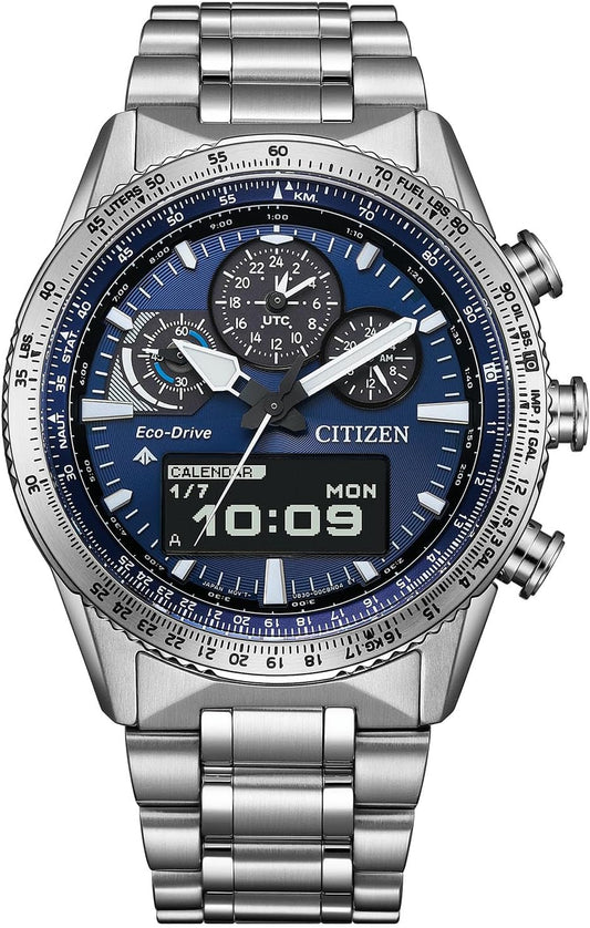 CITIZEN PROMASTER SKY Series Analog-Digital MIP, silver/blue, Bracelet Type