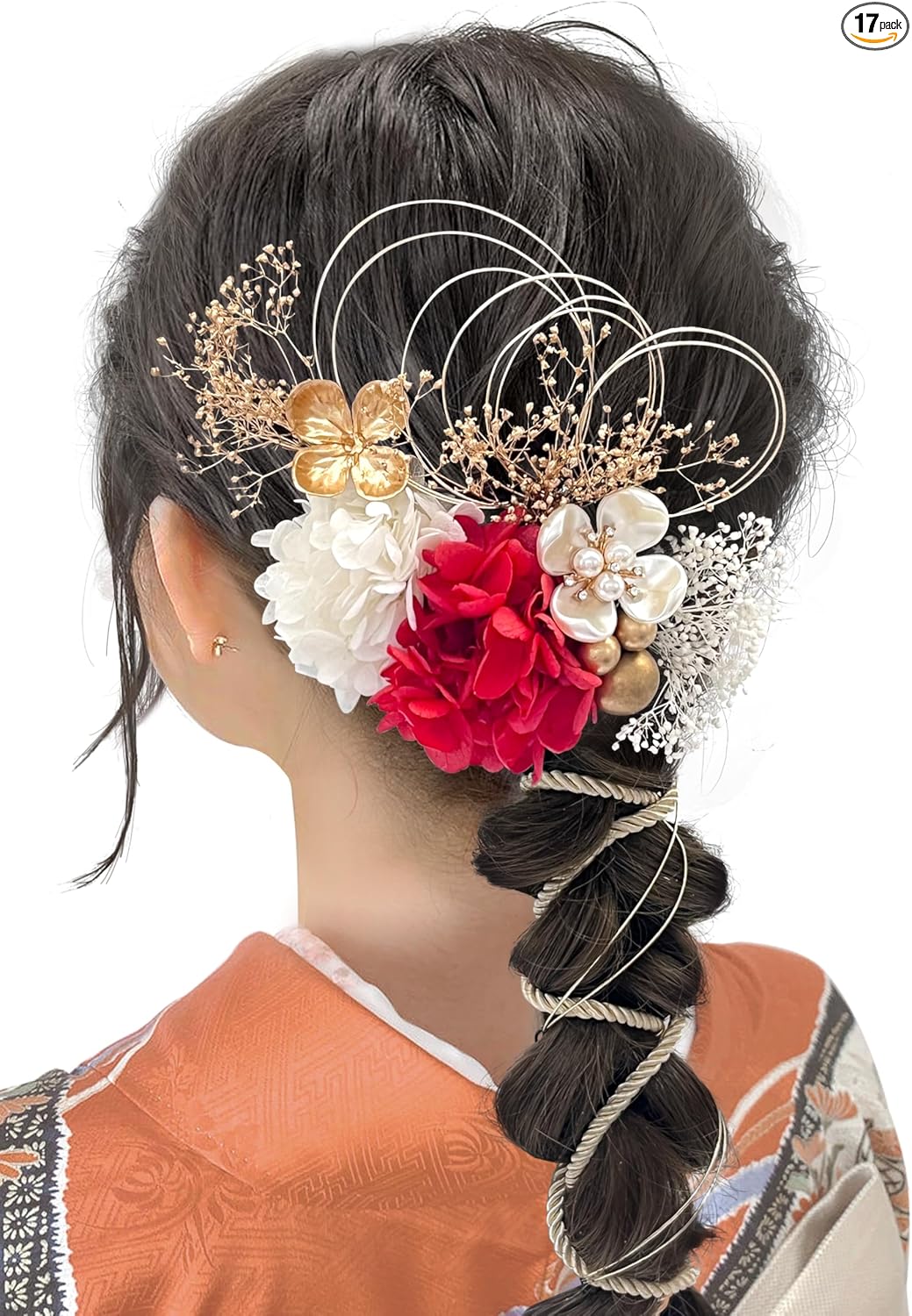 JZOON Hair Ornament, Popular, Set, Hair Accessories, Hair Arrangement, Dried Flowers, Kimono, Traditional Wear, Yukata, Coming-of-Age, Wedding, Graduation Ceremony, Shichi-Go-San, Festival, Ponytail