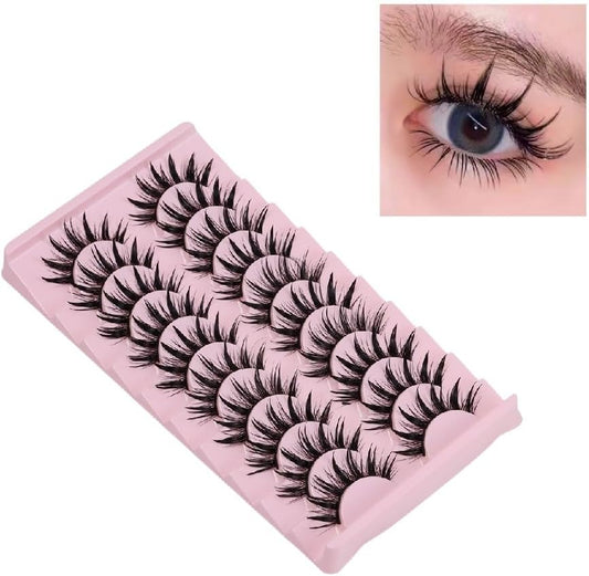 10 Pairs False Eyelashes, Dramatic Cartoon Eyelashes, Wet Look 16mm Eyelashes, Natural Look Fluffy Spiky Eyelashes, Timink Eyelashes, Fluffy Cat Eyelashes, Delicate and Attractive Eye Makeup