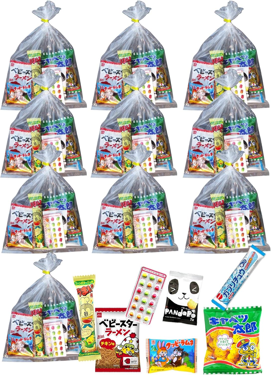 Assorted Dagashi Sweets, Set of 7 x 10, Present, Gift, Event, Prize