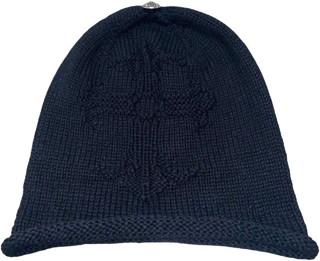 CHROME HEARTS 'KNIT CROSS' BLACK BEANIE