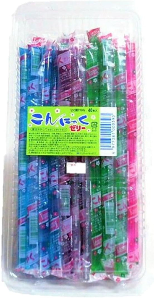 【Selectable Snack Jelly】 Konnyaku Jelly Long 40 pieces Snack Jelly Box Box Purchase Colorful Cool or Freeze Event Festival Occasion Commercial Use Bulk Children Distribution Hand Out Assortment