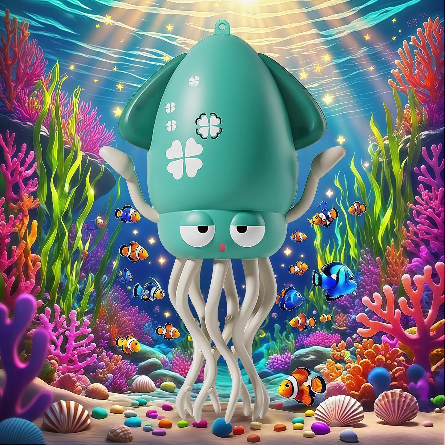 Squid Toy, Dance, Baby Toy, Moving, Educational Toy, Music & LED Light, Automatic Obstacle Avoidance, USB Rechargeable, Birthday Gift, For Kids, Catch Baby's Attention (Green)