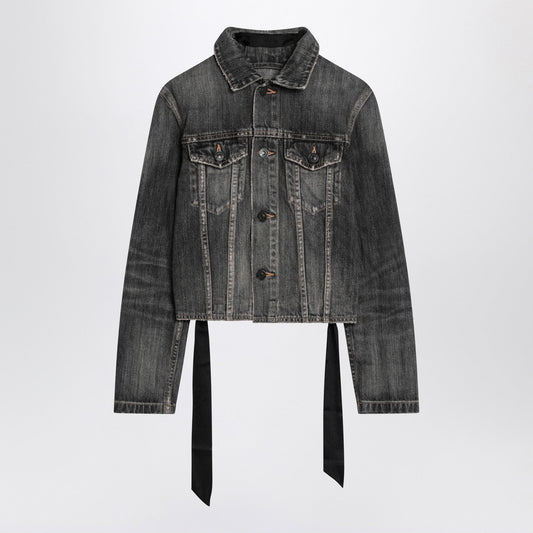 Balenciaga レース付きのバレンシアガダークグレーのデニムジャケット - Image 1