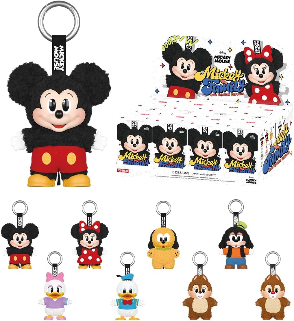 POP MART DISNEY Mickey Family Cute Together Plush Key Chain Series [1 Piece] Popmart Plush Toy Blind Box Figurine Plastic Model Premium Toy PVC Soft Vinyl Original Character Birthday Gift