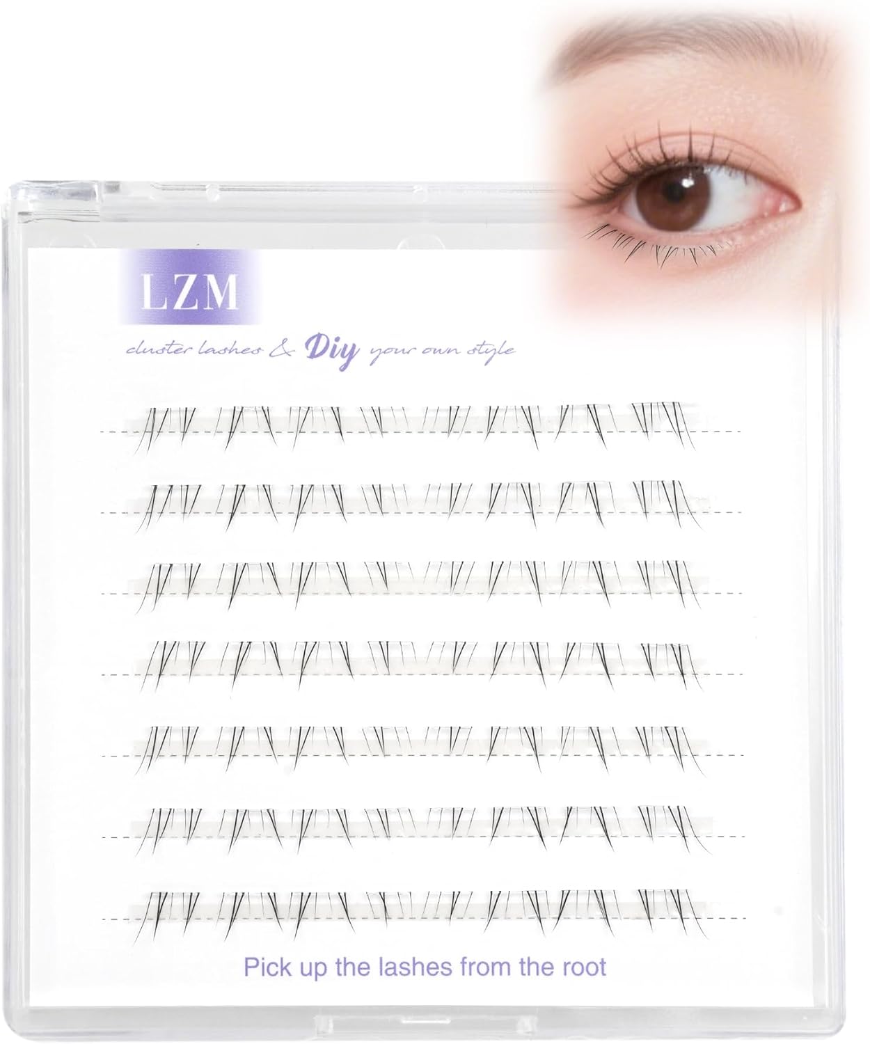 LZM Partial False Eyelashes, Self-Adhesive, For Parts, Natural, Transparent Shank, No Glue Required, False Eyelashes, Bulk Feel, Large Capacity, With Adhesive, Short, Soft