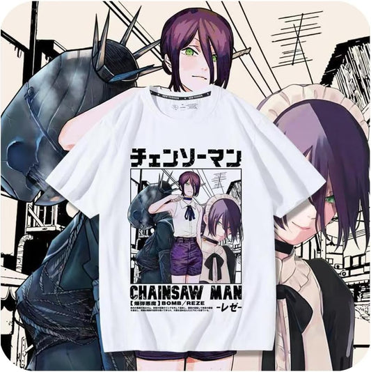 FRADSDBU Chainsorman Merchandise, T-Shirt, Summer Clothing, Short Sleeve, Sports & Outdoors, Lesee, Men's, Large Sizes, Cosplay, Quick Drying, Comfortable, Lightweight, Big Silhouette, Oversized Size