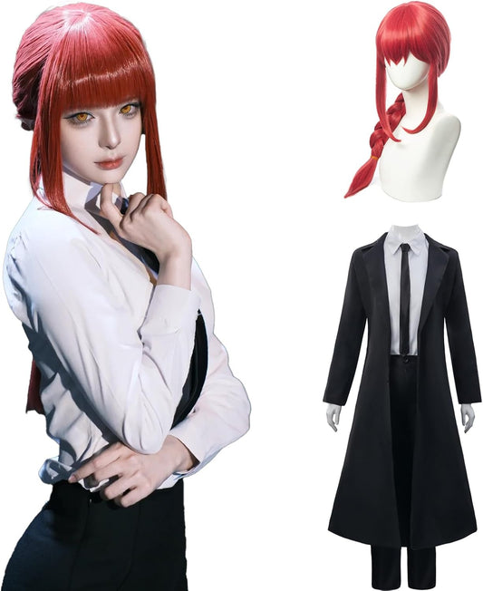 CR ROLECOS Makima Cosplay Re:Zero Cosplay with Wig, Anime Manga Makima Costume Set, Halloween Costume, Photo Shoot, Cosplay Event