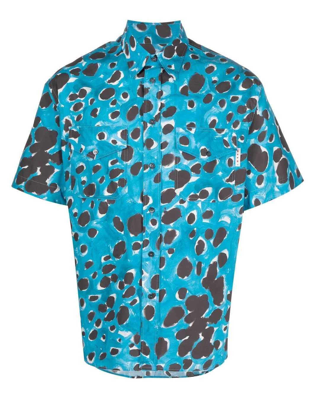 MARNI 'PAINT DOTS' BLUE BUTTON SHIRT