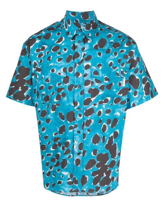MARNI 'PAINT DOTS' BLUE BUTTON SHIRT