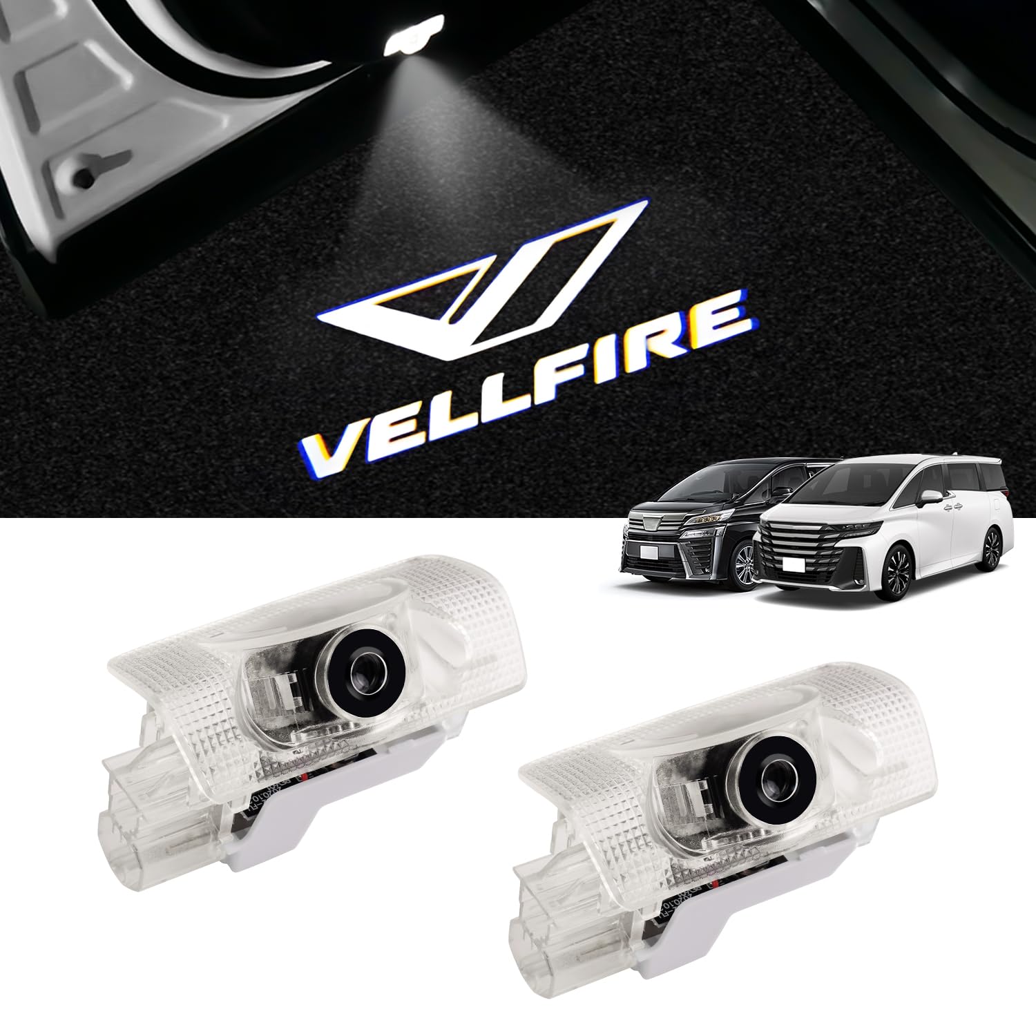 Toyota Vellfire AAHH4#/TAHA4# Door Welcome Light Exclusive Design, Genuine Replacement, High Brightness, Custom Parts, Accessories, Door Lamp, Mounting Tools, For Driver & Passenger 2PCS Set
