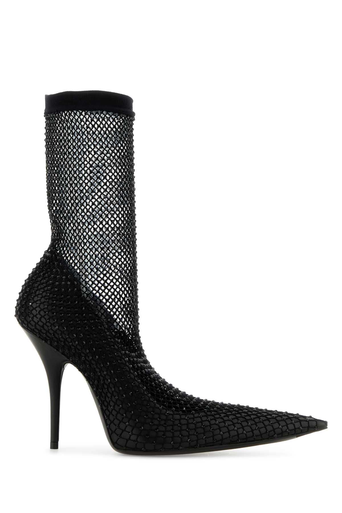Balenciaga バレンシアガブラックナッパレザーとメッシュアベニューアンクルブーツ - Image 1