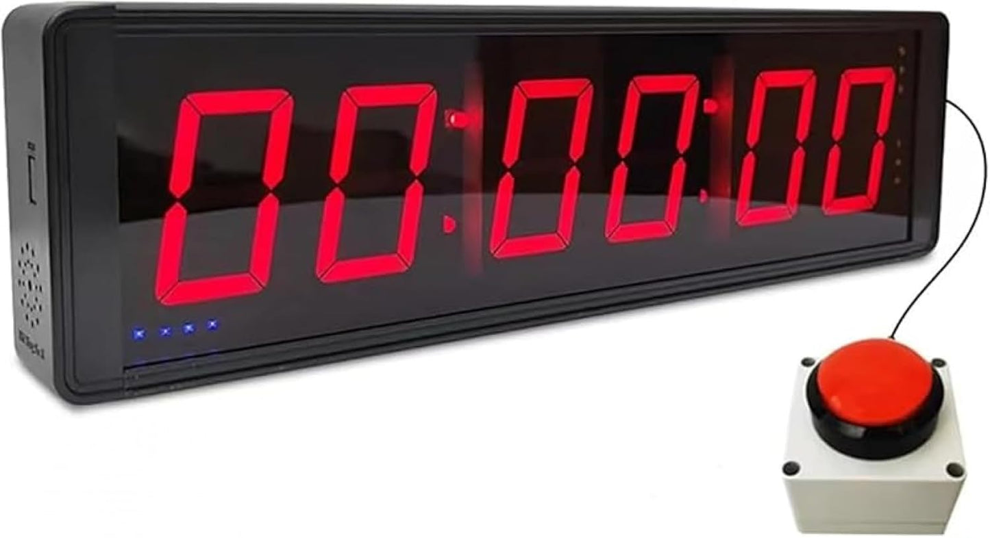 Gebyui 6 Digit Competition Timer with Stopwatch Button, Fitness Training Interval Timer LED Digital Clock for Fitness, Gaming, Speed Match